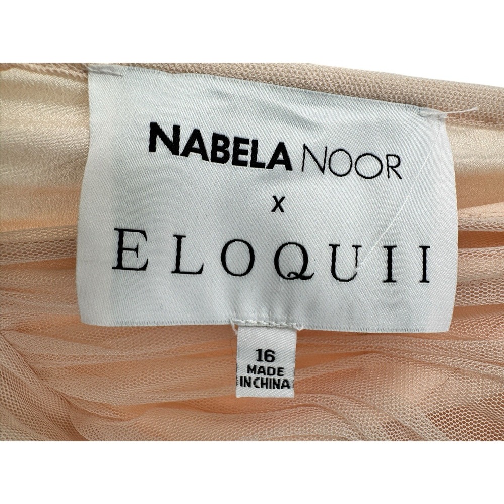 Nabela Noor x Eloquii Size 16 Tiered Puff Sleeve Tulle Midi Dress Blush‎ Pink - Picture 6 of 11